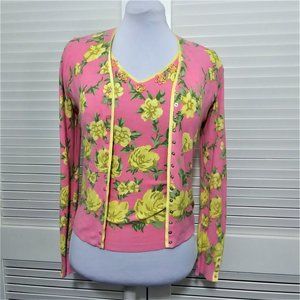 Blumarine Pink and Yellow Floral Sweater Twin Set